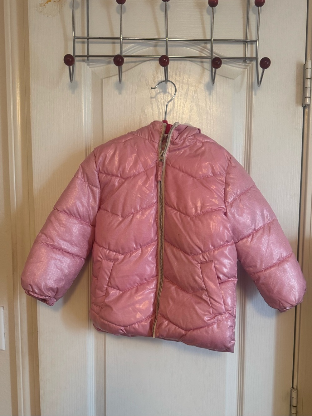 Girls' Pink Puffer Jacket with Hood